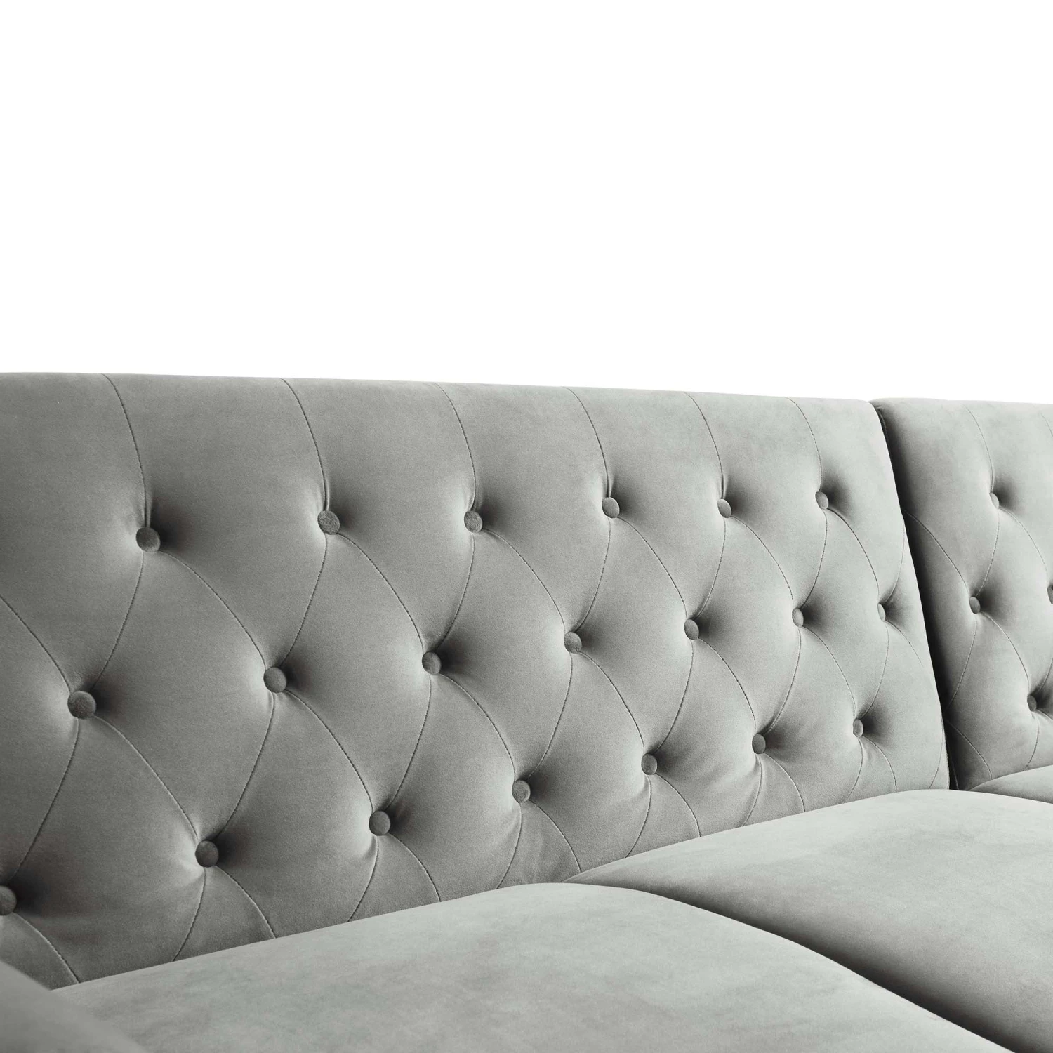 Hanney Chesterfield Chaise Sofabed In Grey Velvet 17 Hanney Chesterfield Chaise Sofabed In Grey Velvet - Image 15