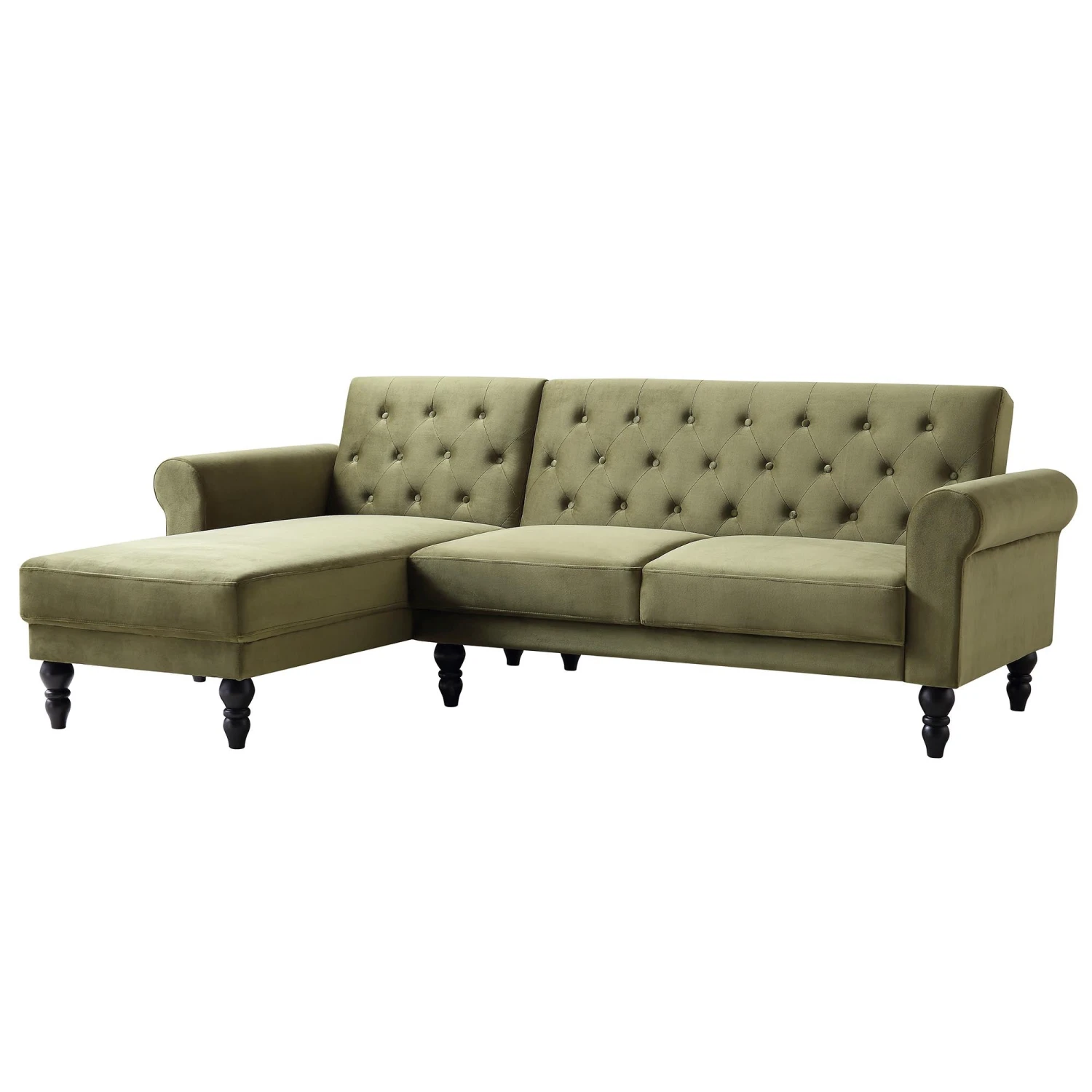 Hanney Chesterfield Chaise Sofabed In Moss Green Velvet 8 Hanney Chesterfield Chaise Sofabed In Moss Green Velvet - Image 6