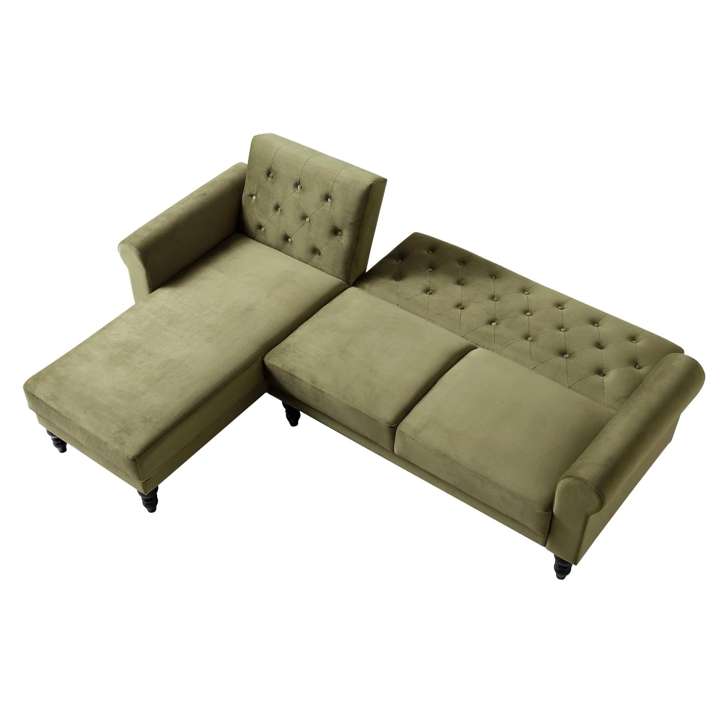 Hanney Chesterfield Chaise Sofabed In Moss Green Velvet 9 Hanney Chesterfield Chaise Sofabed In Moss Green Velvet - Image 7