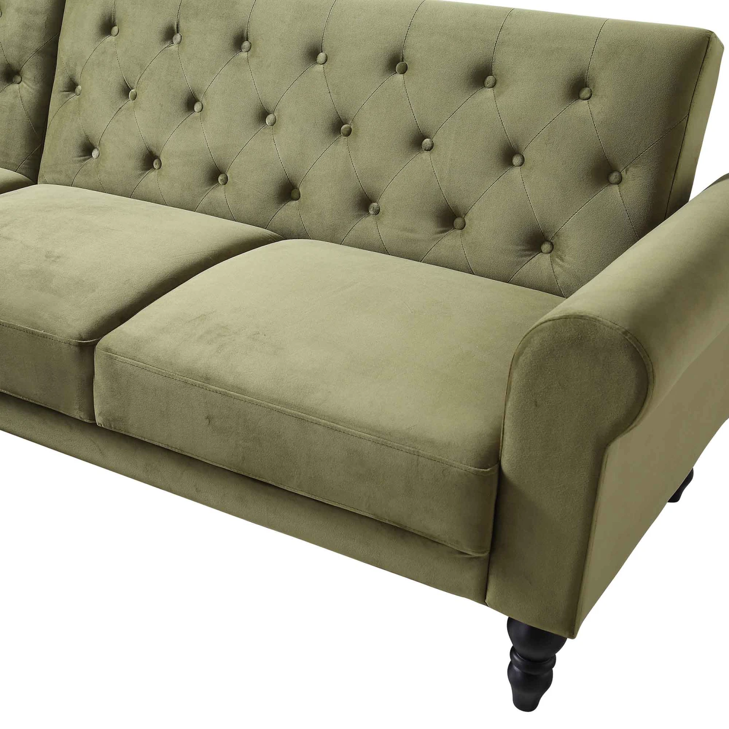 Hanney Chesterfield Chaise Sofabed In Moss Green Velvet 16 Hanney Chesterfield Chaise Sofabed In Moss Green Velvet - Image 14