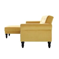 Hanney Chesterfield Chaise Sofabed In Mustard Yellow Velvet -Entreprise Cc Shop AYSF 012 MUSTARD VEL WB7