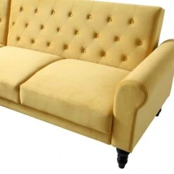 Hanney Chesterfield Chaise Sofabed In Mustard Yellow Velvet -Entreprise Cc Shop AYSF 012 MUSTARD VEL detail1