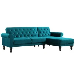 Hanney Chesterfield Chaise Sofabed In Teal Velvet -Entreprise Cc Shop AYSF 012 TEAL VEL WB1 80d8ff5b b7f5 457a 8e82 2599cc71603c