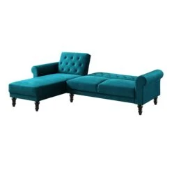 Hanney Chesterfield Chaise Sofabed In Teal Velvet -Entreprise Cc Shop AYSF 012 TEAL VEL WB3