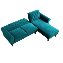 Hanney Chesterfield Chaise Sofabed In Teal Velvet -Entreprise Cc Shop AYSF 012 TEAL VEL WB4