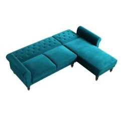 Hanney Chesterfield Chaise Sofabed In Teal Velvet -Entreprise Cc Shop AYSF 012 TEAL VEL WB6
