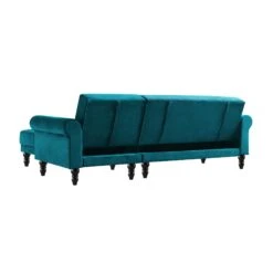 Hanney Chesterfield Chaise Sofabed In Teal Velvet -Entreprise Cc Shop AYSF 012 TEAL VEL WB9