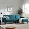 Hanney Chesterfield Chaise Sofabed In Teal Velvet