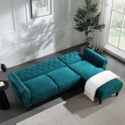 Hanney Chesterfield Chaise Sofabed In Teal Velvet -Entreprise Cc Shop AYSF 012 TEAL VEL scene2