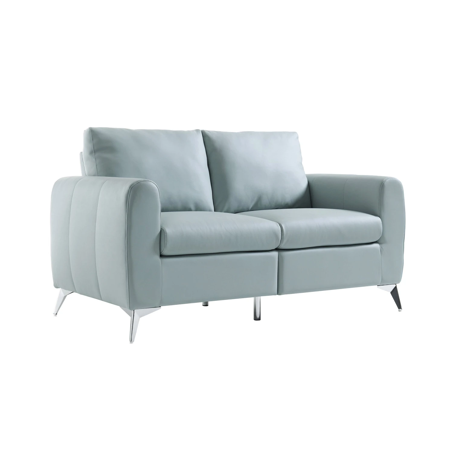 Noak 2-Seater Grey Faux Leather Sofa With Chrome Legs 6 Noak 2-Seater Grey Faux Leather Sofa With Chrome Legs - Image 4