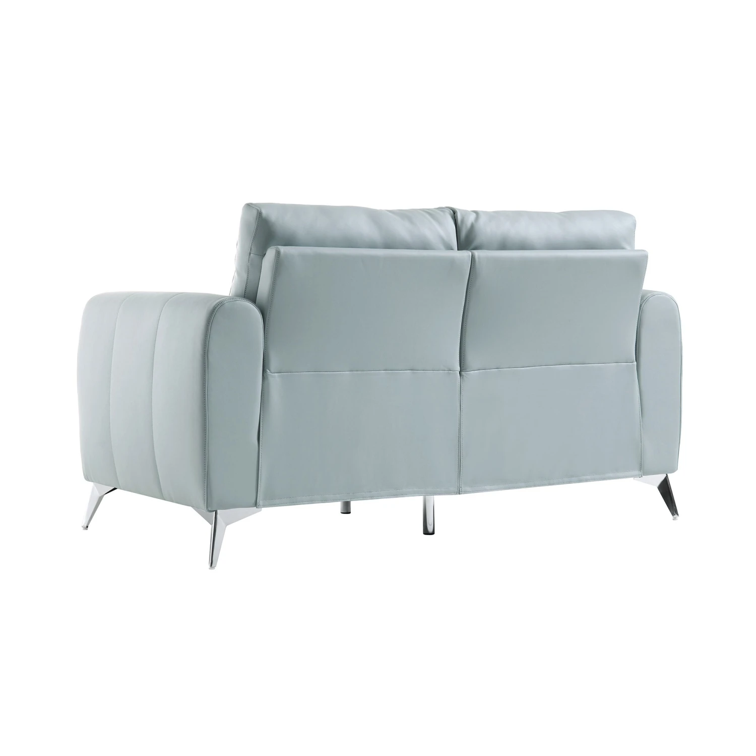 Noak 2-Seater Grey Faux Leather Sofa With Chrome Legs 9 Noak 2-Seater Grey Faux Leather Sofa With Chrome Legs - Image 7