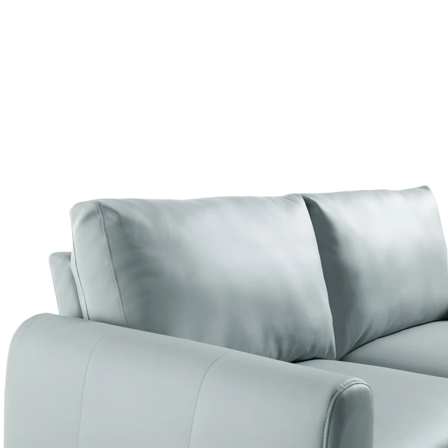 Noak 2-Seater Grey Faux Leather Sofa With Chrome Legs 11 Noak 2-Seater Grey Faux Leather Sofa With Chrome Legs - Image 9