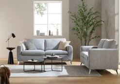 Noak 3-Seater Grey Woven Fabric Sofa With Chrome Legs 28 Noak 3-Seater Grey Woven Fabric Sofa With Chrome Legs -Entreprise Cc Shop AYSF 014 GREY WOVEN setscene2