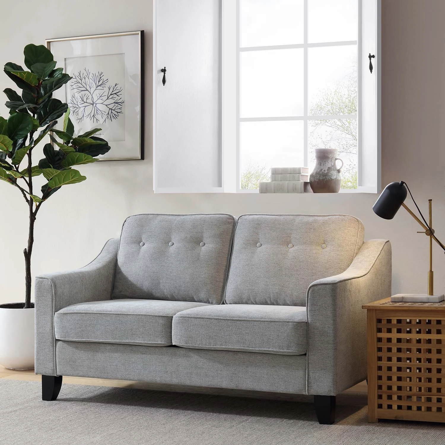 Harper 2-Seater Slope Arm Grey Woven Fabric Sofa 4 Harper 2-Seater Slope Arm Grey Woven Fabric Sofa - Image 2