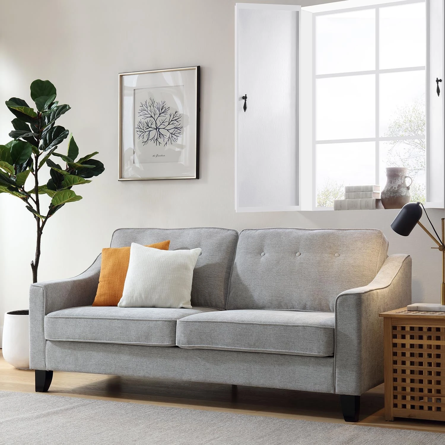 Harper 3-Seater Slope Arm Grey Woven Fabric Sofa 4 Harper 3-Seater Slope Arm Grey Woven Fabric Sofa - Image 2