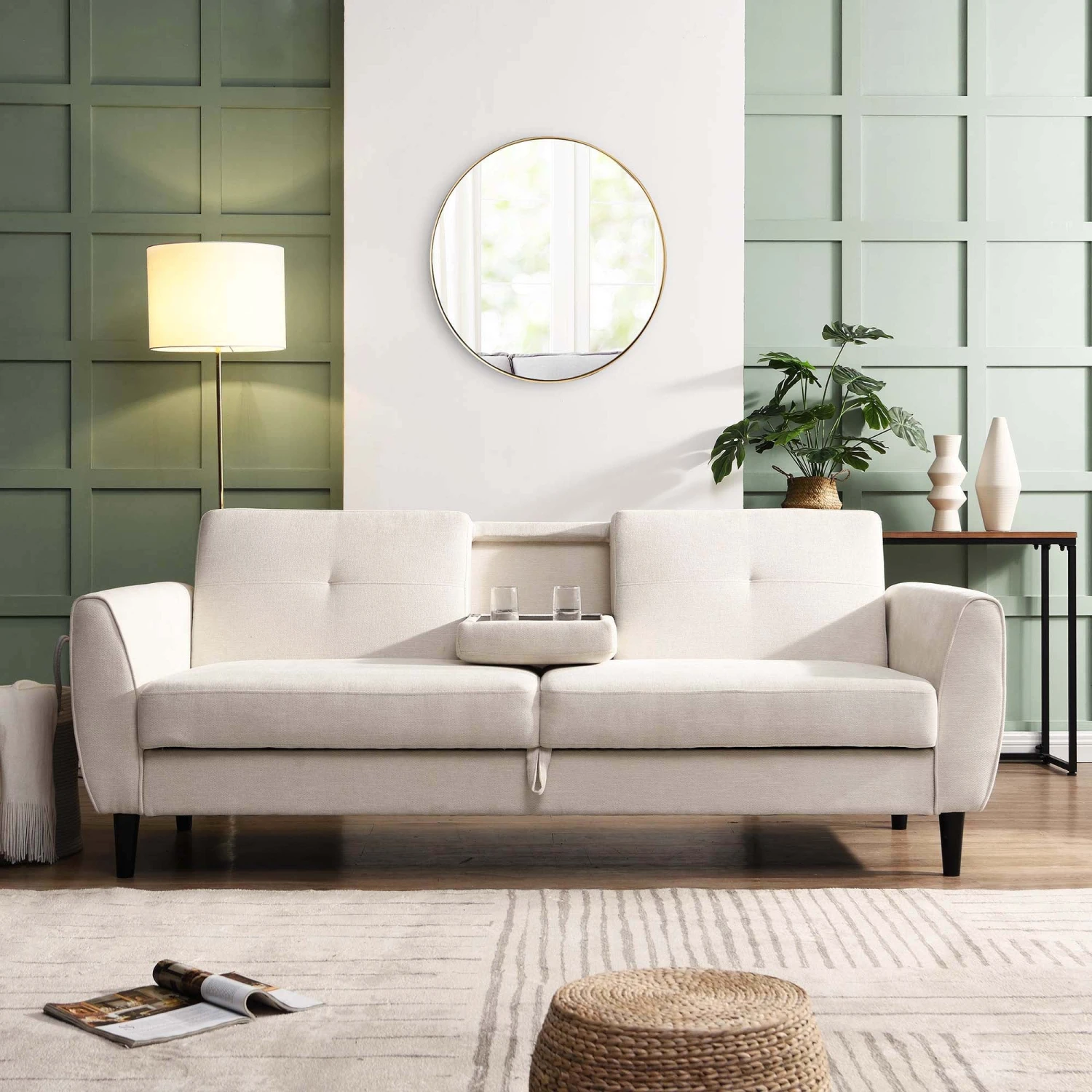 Latimer Beige Woven Fabric 3-Seater Storage Sofa Bed 4 Latimer Beige Woven Fabric 3-Seater Storage Sofa Bed - Image 2