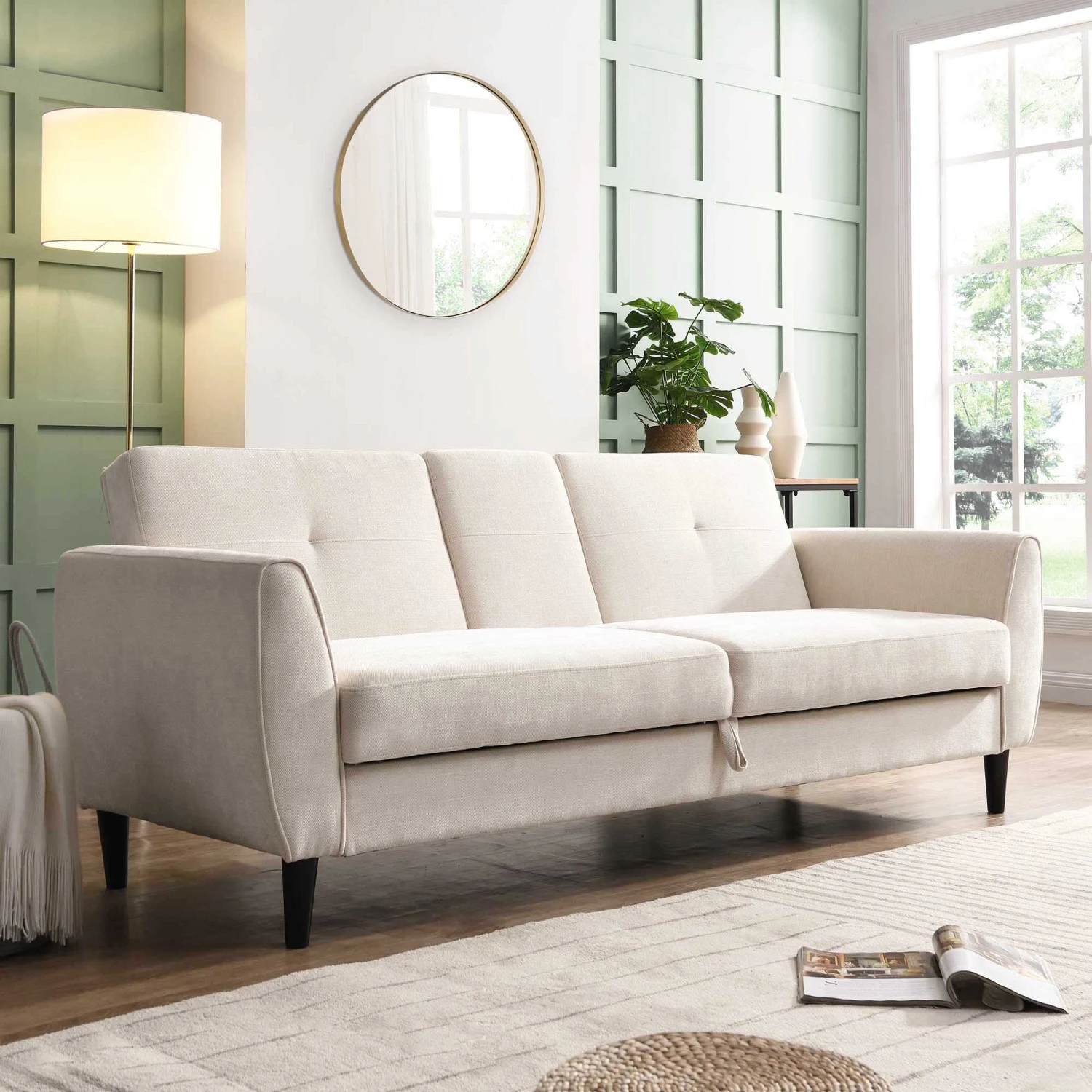 Latimer Beige Woven Fabric 3-Seater Storage Sofa Bed 5 Latimer Beige Woven Fabric 3-Seater Storage Sofa Bed - Image 3