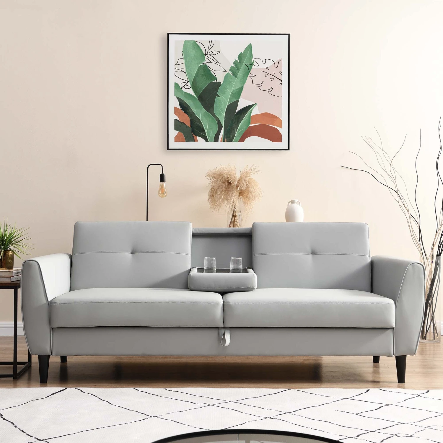 Latimer Grey Faux Leather 3-Seater Storage Sofa Bed 5 Latimer Grey Faux Leather 3-Seater Storage Sofa Bed - Image 3