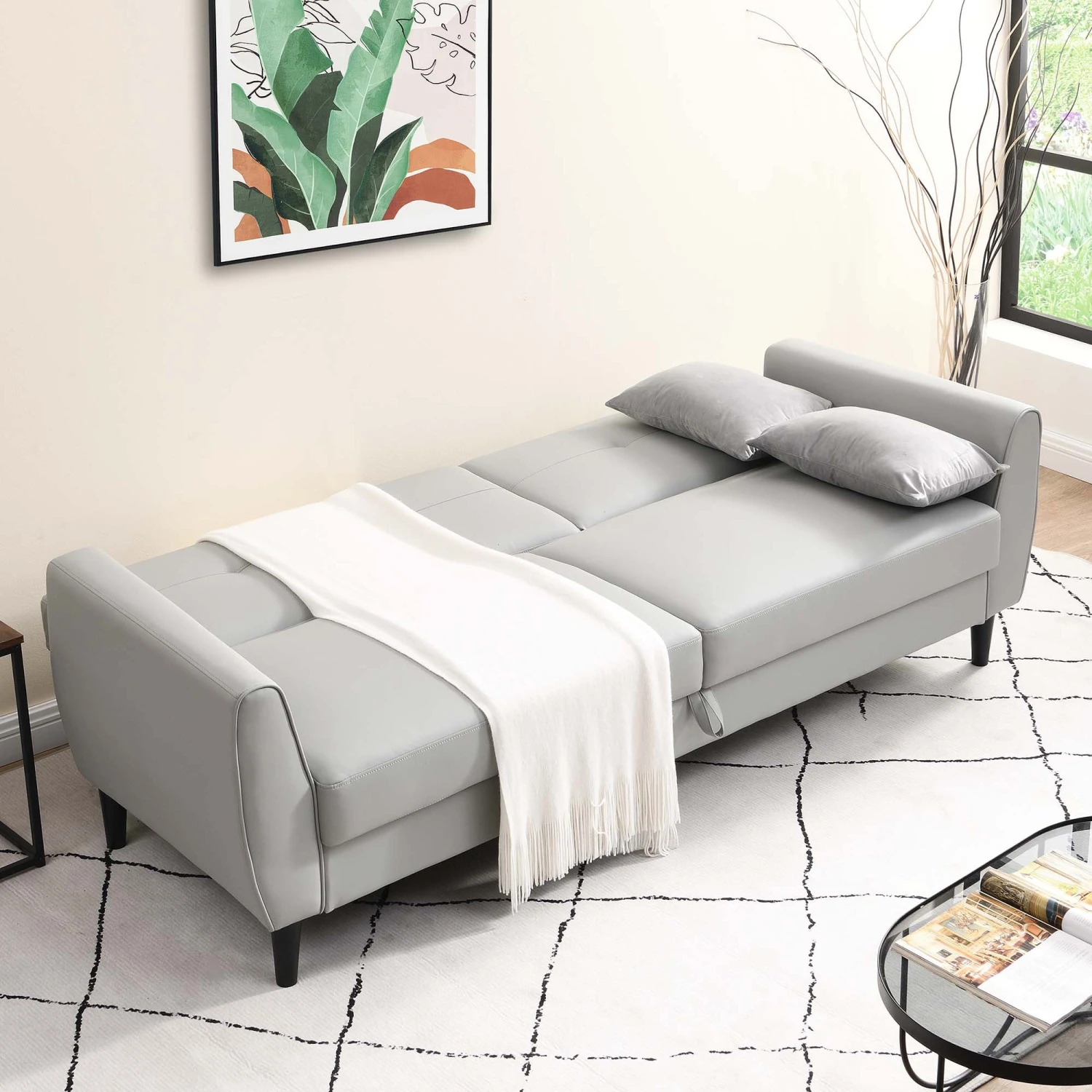 Latimer Grey Faux Leather 3-Seater Storage Sofa Bed 6 Latimer Grey Faux Leather 3-Seater Storage Sofa Bed - Image 4