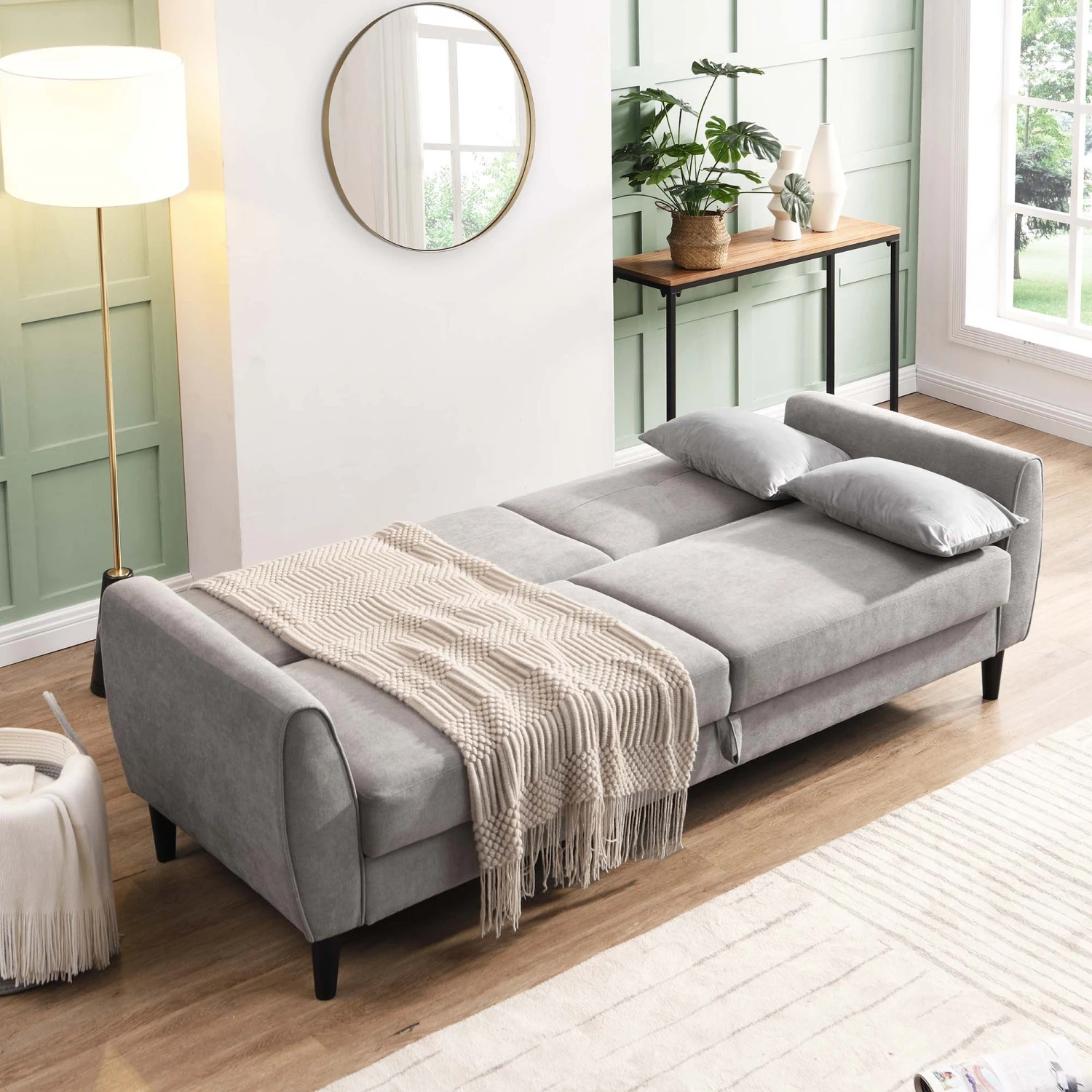 Latimer Light Grey Brushed Fabric 3-Seater Storage Sofa Bed 6 Latimer Light Grey Brushed Fabric 3-Seater Storage Sofa Bed - Image 4