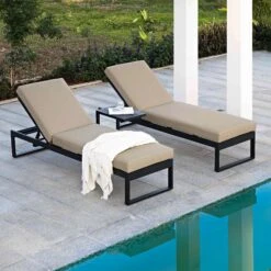 Albany Aluminium Sun Lounger And Side Table Set, Taupe