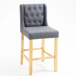 Harbury Set Of 2 Buttoned Bar Stools (Light Grey Linen) -Entreprise Cc Shop BCH 2112 LGREY LINEN 2P 2