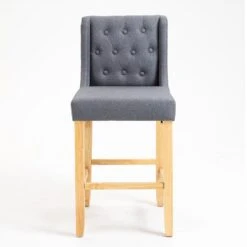 Harbury Set Of 2 Buttoned Bar Stools (Light Grey Linen) -Entreprise Cc Shop BCH 2112 LGREY LINEN 2P 3