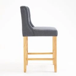 Harbury Set Of 2 Buttoned Bar Stools (Light Grey Linen) -Entreprise Cc Shop BCH 2112 LGREY LINEN 2P 4