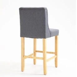 Harbury Set Of 2 Buttoned Bar Stools (Light Grey Linen) -Entreprise Cc Shop BCH 2112 LGREY LINEN 2P 5