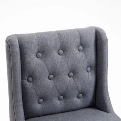 Harbury Set Of 2 Buttoned Bar Stools (Light Grey Linen) -Entreprise Cc Shop BCH 2112 LGREY LINEN 2P detail1