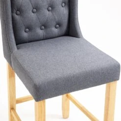 Harbury Set Of 2 Buttoned Bar Stools (Light Grey Linen) -Entreprise Cc Shop BCH 2112 LGREY LINEN 2P detail2