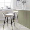 Miyae Set Of 2 Pleated Champagne Beige Velvet Upholstered Counter Stools -Entreprise Cc Shop BCH 2148 CHAMP VEL 2P main