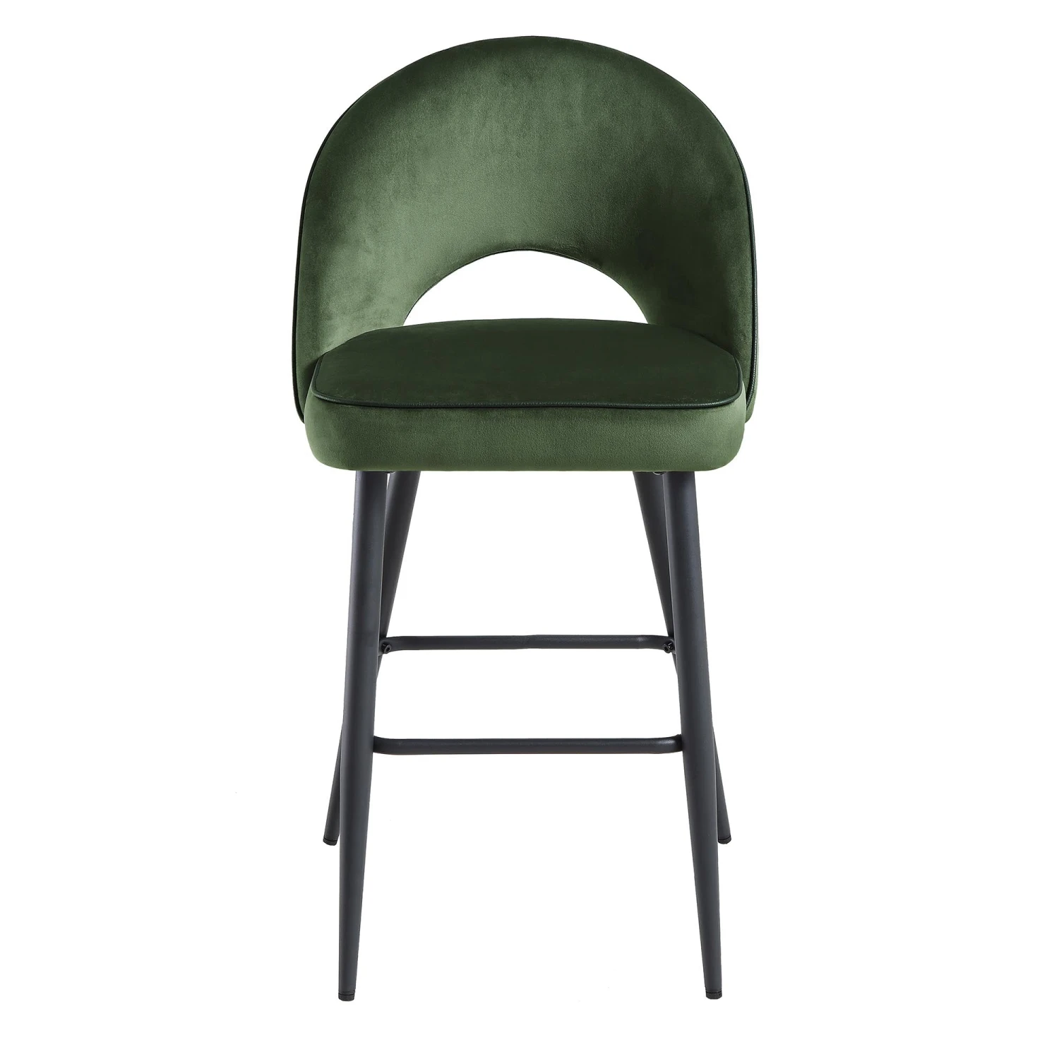 Oakley Set Of 2 Dark Green Velvet Upholstered Counter Stools With Contrast Piping 5 Oakley Set Of 2 Dark Green Velvet Upholstered Counter Stools With Contrast Piping - Image 3