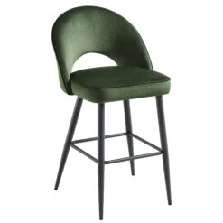 Oakley Set Of 2 Dark Green Velvet Upholstered Counter Stools With Contrast Piping 18 Oakley Set Of 2 Dark Green Velvet Upholstered Counter Stools With Contrast Piping -Entreprise Cc Shop BCH 2155 DARKGREEN VEL 2P WB3