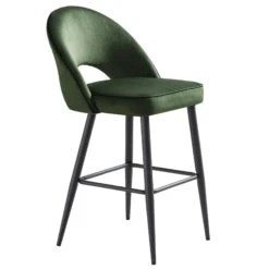 Oakley Set Of 2 Dark Green Velvet Upholstered Counter Stools With Contrast Piping 19 Oakley Set Of 2 Dark Green Velvet Upholstered Counter Stools With Contrast Piping -Entreprise Cc Shop BCH 2155 DARKGREEN VEL 2P WB4