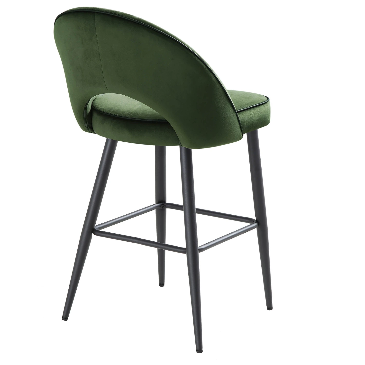 Oakley Set Of 2 Dark Green Velvet Upholstered Counter Stools With Contrast Piping 10 Oakley Set Of 2 Dark Green Velvet Upholstered Counter Stools With Contrast Piping - Image 8
