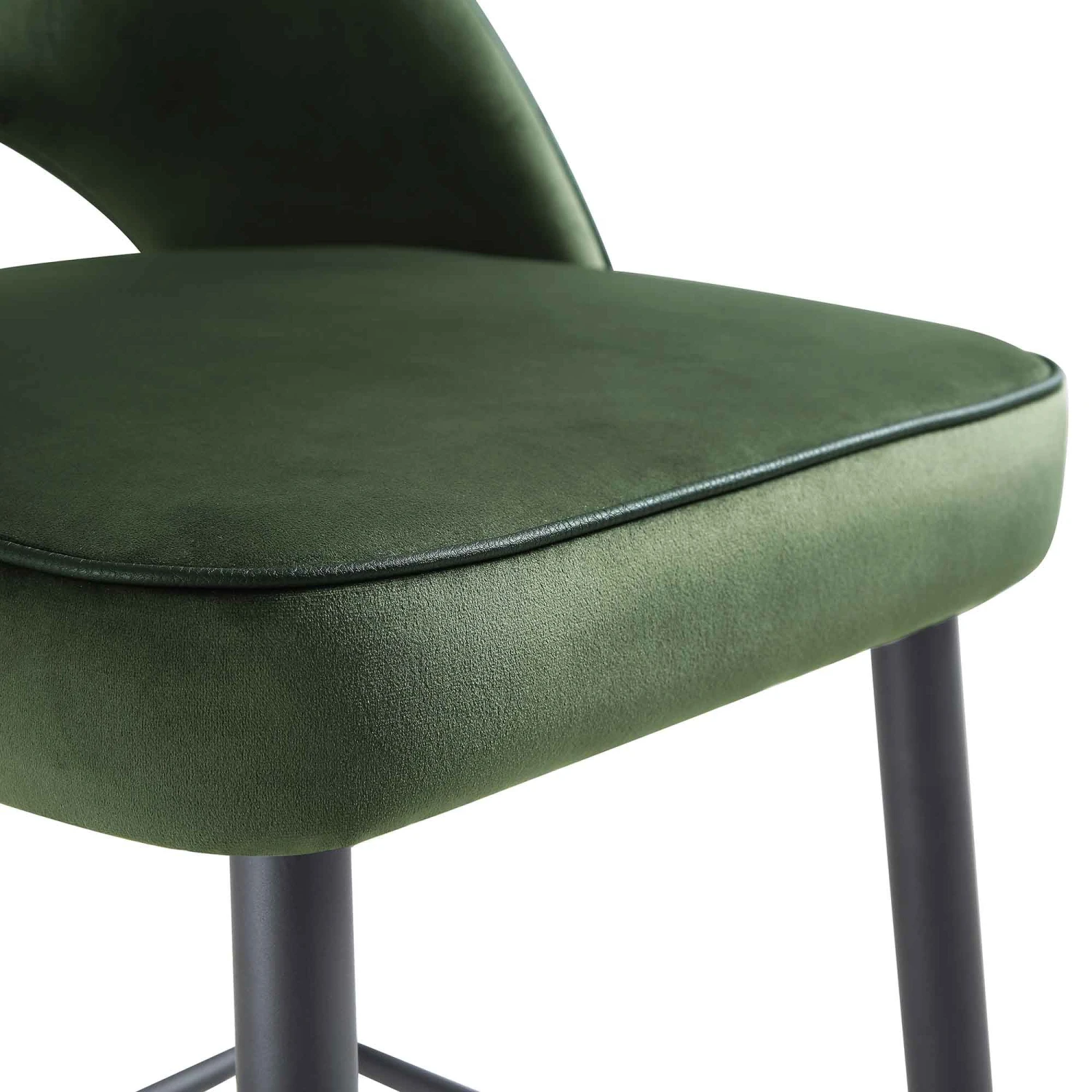 Oakley Set Of 2 Dark Green Velvet Upholstered Counter Stools With Contrast Piping 12 Oakley Set Of 2 Dark Green Velvet Upholstered Counter Stools With Contrast Piping - Image 10