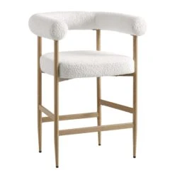 Fulbourn White Boucle Counter Stool With Natural Wood Effect Legs 17 Fulbourn White Boucle Counter Stool With Natural Wood Effect Legs -Entreprise Cc Shop BCH 2171 WHITE BOUCLE NAT WB1