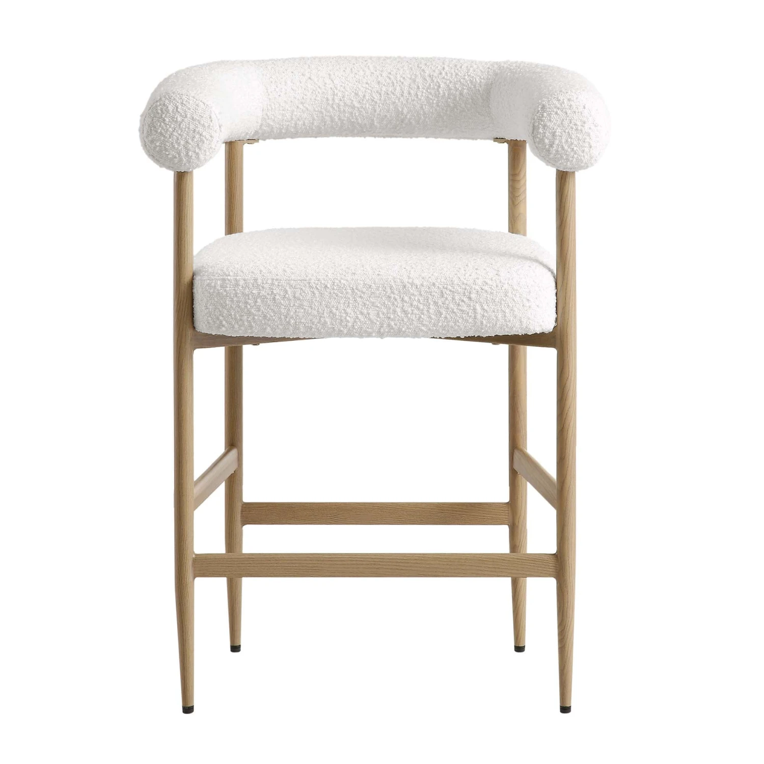 Fulbourn White Boucle Counter Stool With Natural Wood Effect Legs 5 Fulbourn White Boucle Counter Stool With Natural Wood Effect Legs - Image 3