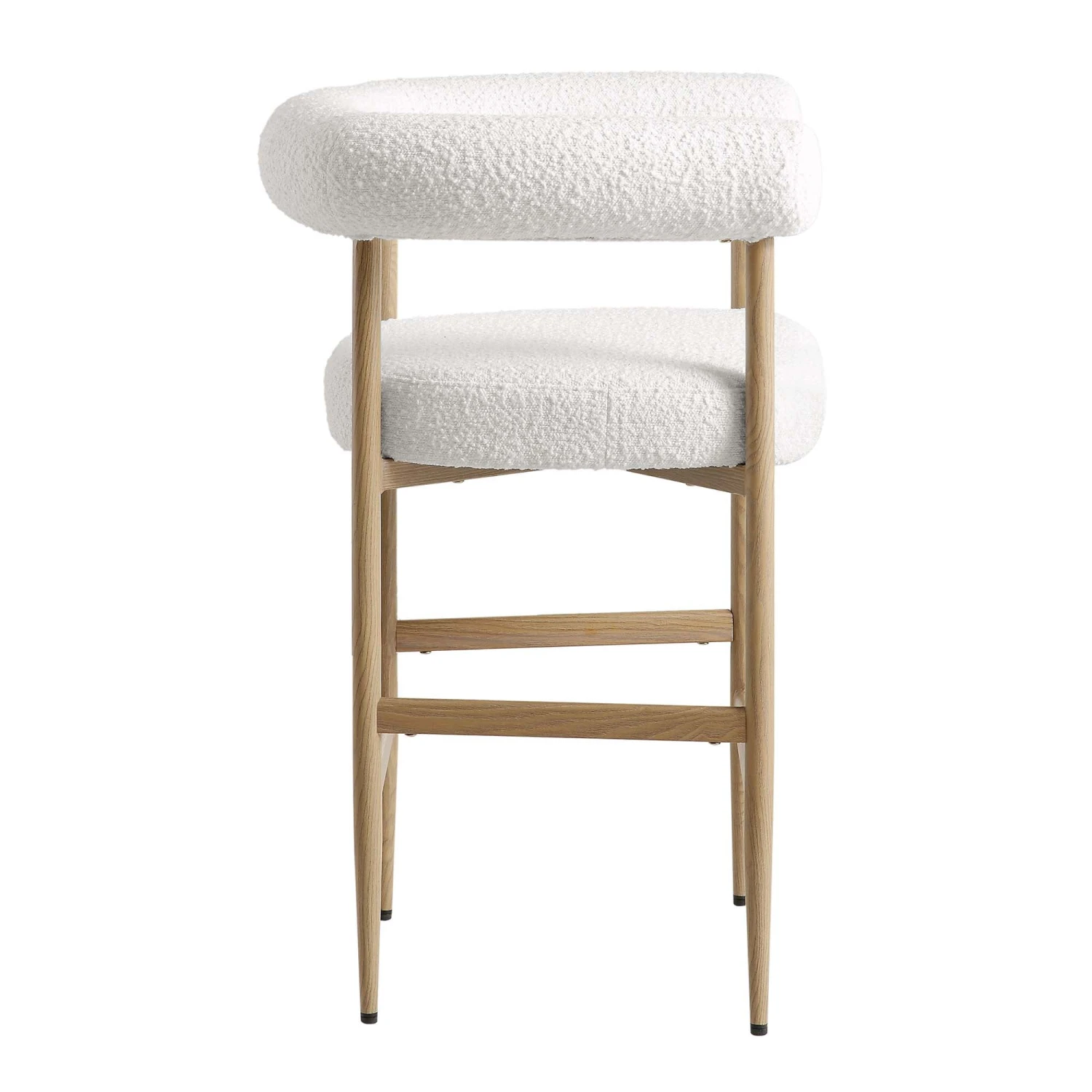 Fulbourn White Boucle Counter Stool With Natural Wood Effect Legs 8 Fulbourn White Boucle Counter Stool With Natural Wood Effect Legs - Image 6
