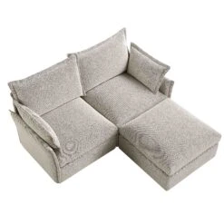 Byron Pillow Edge Mist Grey Boucle Modular Sofa, 2-Seater Chaise -Entreprise Cc Shop BOSF 7053 GREY BOU 2STCHAISE WB5