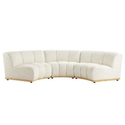 Granvia Ecru Boucle Modular Sofa, 3-Seater Curved Sofa -Entreprise Cc Shop BOSF 9381 BEIGE BOU 3ST CURVED WB2