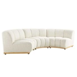 Granvia Ecru Boucle Modular Sofa, 3-Seater Curved Sofa -Entreprise Cc Shop BOSF 9381 BEIGE BOU 3ST CURVED WB4