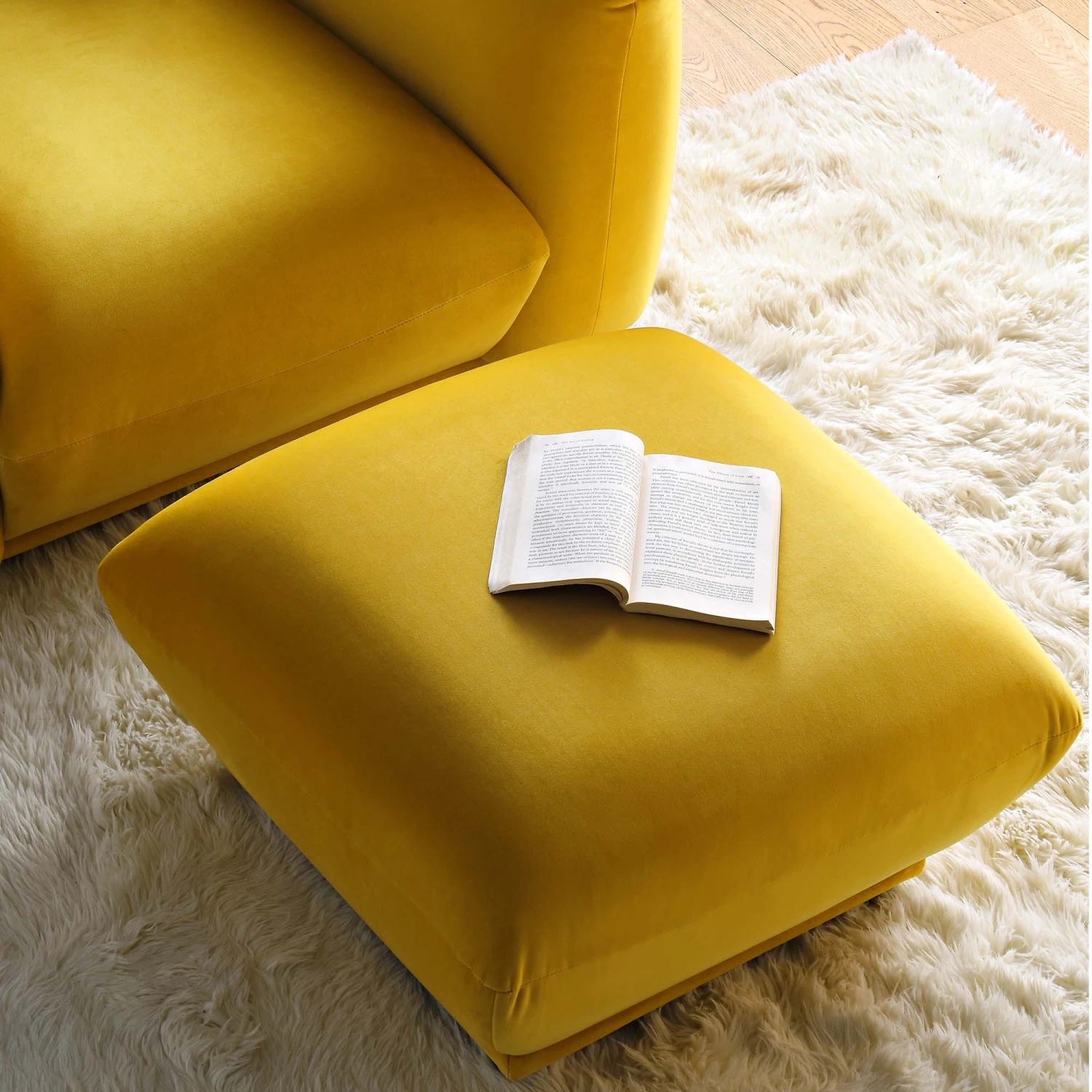 Gianni Pouffe, Goldenrod Velvet 4 Gianni Pouffe, Goldenrod Velvet - Image 2