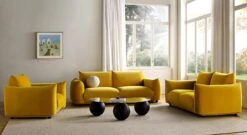 Gianni Three Seater Sofa, Goldenrod Velvet -Entreprise Cc Shop BOSF 9678 GOLD VEL groupscene1