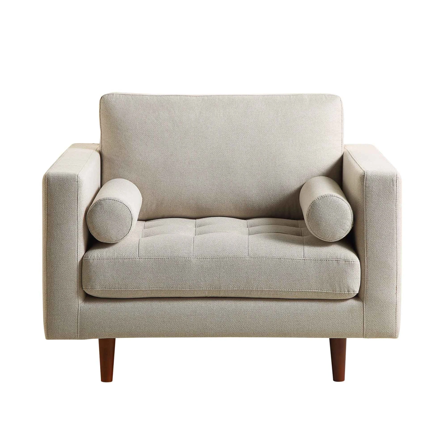 Henrietta Armchair, Beige Woven Fabric 5 Henrietta Armchair, Beige Woven Fabric - Image 4