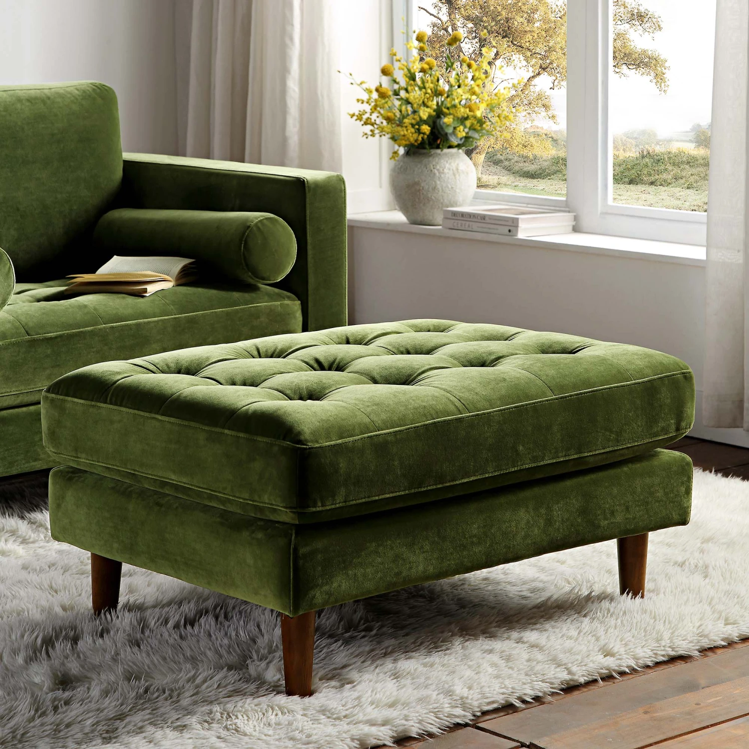 Henrietta Ottoman, Moss Green Velvet 3 Henrietta Ottoman, Moss Green Velvet