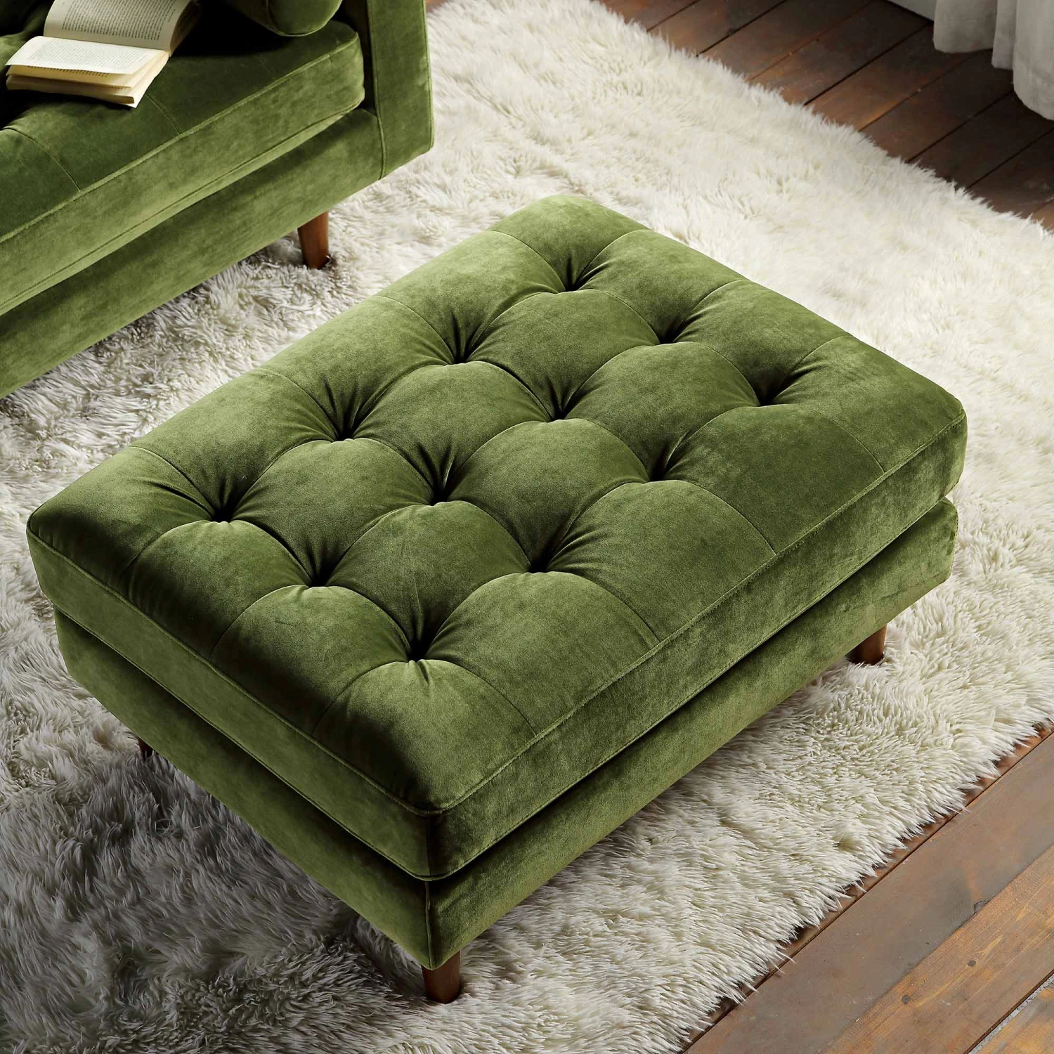 Henrietta Ottoman, Moss Green Velvet 4 Henrietta Ottoman, Moss Green Velvet - Image 2