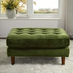 Henrietta Ottoman, Moss Green Velvet 14 Henrietta Ottoman, Moss Green Velvet -Entreprise Cc Shop BOSF 9680 FERN VEL STOOL scene2