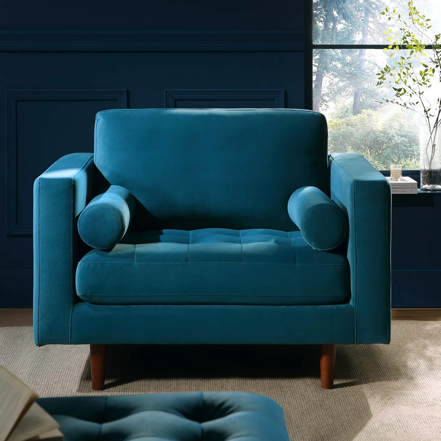 Henrietta Armchair, Teal Velvet 4 Henrietta Armchair, Teal Velvet - Image 2